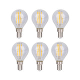 Lampe filamentale à LED 6 set avec e14 version 4 watts, en métal et en verre, clair