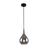 La lampe pendentielle "Gota", un pendentif rétro classique en verre fumé noir Ø 20 cm, avec des versions E27, 150 hautes, idéales pour la salle à manger, le salon et la cuisine.