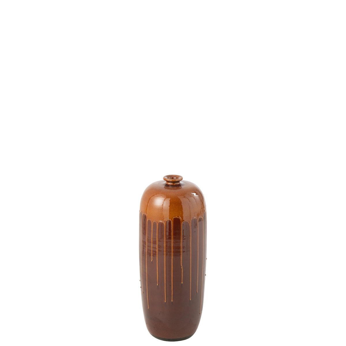 Vase Lee Shiny J-Line en céramique marron et orange, 55 cm de haut