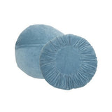 Coussin Rond Velours Volants Bleu Délavé 60cm