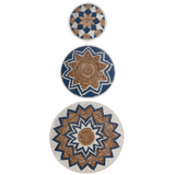 Décoration murale J-Line Branche de bananier - roseau - bleu foncé - lot de 3