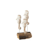 Décoration hippocampe en bois blanc et naturel sur pied, vue de face