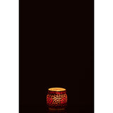 Bougeoir en verre rouge J-Line, vue latérale montrant sa forme classique.