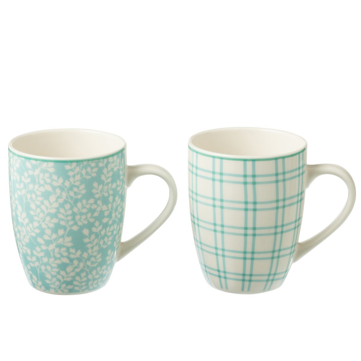 Détails des tasses en céramique bleu J-Line sur table