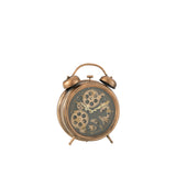 Horloge d'alarme J-Line, détail du cadran en métal bronze avec chiffres romains