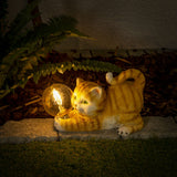 Lampe extérieure solaire LED "Cat" 25 cm décoration de longue date en plastique brun avec des LED intégrées