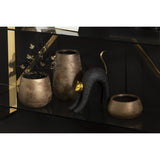 Pot de fleur J-Line en céramique dorée, vue de face