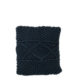 Texture en coton du coussin J-Line Macramé bleu
