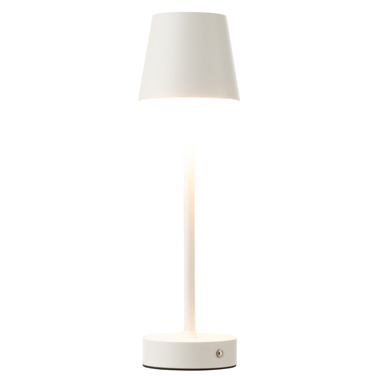Détail de la lampe J-Line Goa en métal blanc sur une table