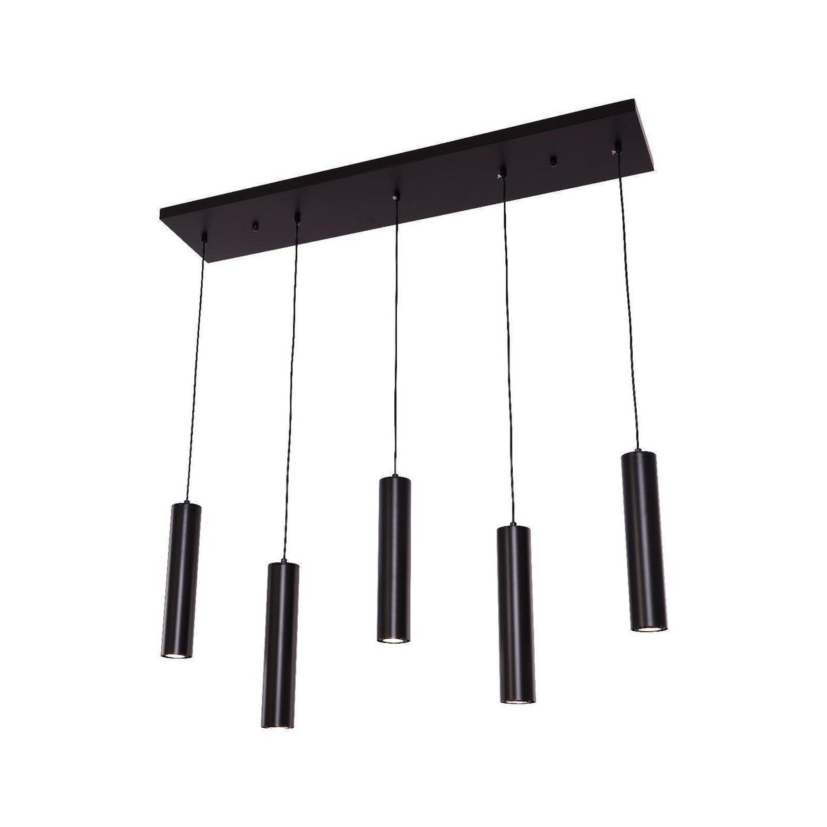 Tableau à manger cylindre lampe suspendue 5 noir, élégante et moderne