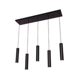 Tableau à manger cylindre lampe suspendue 5 noir, élégante et moderne
