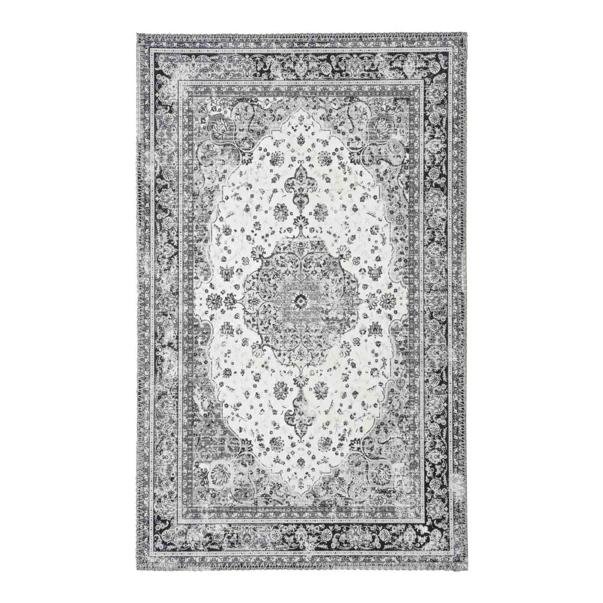 Paillasson Havana noir et blanc avec motif complexe, vue de face