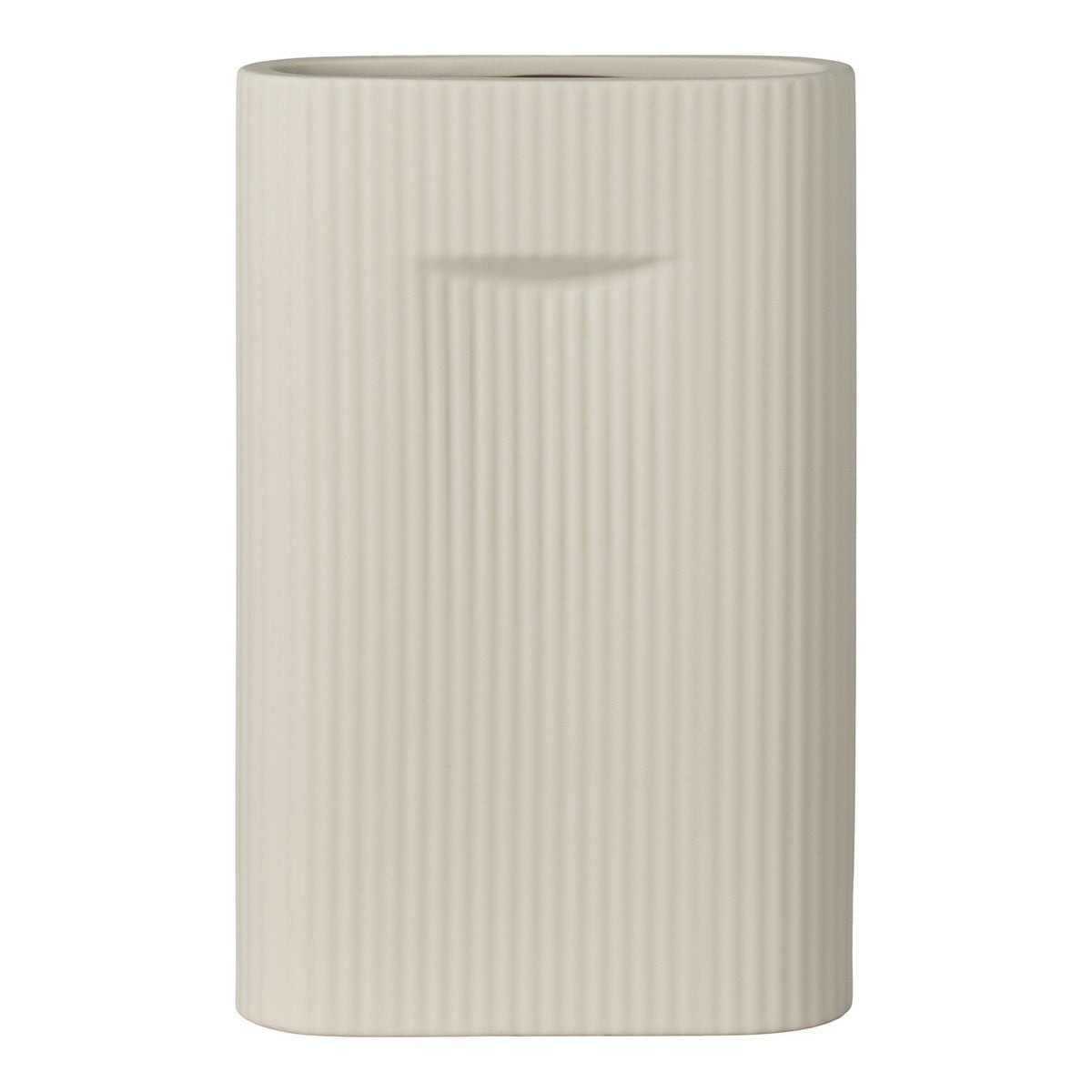 Vase en céramique gris de face, design minimaliste