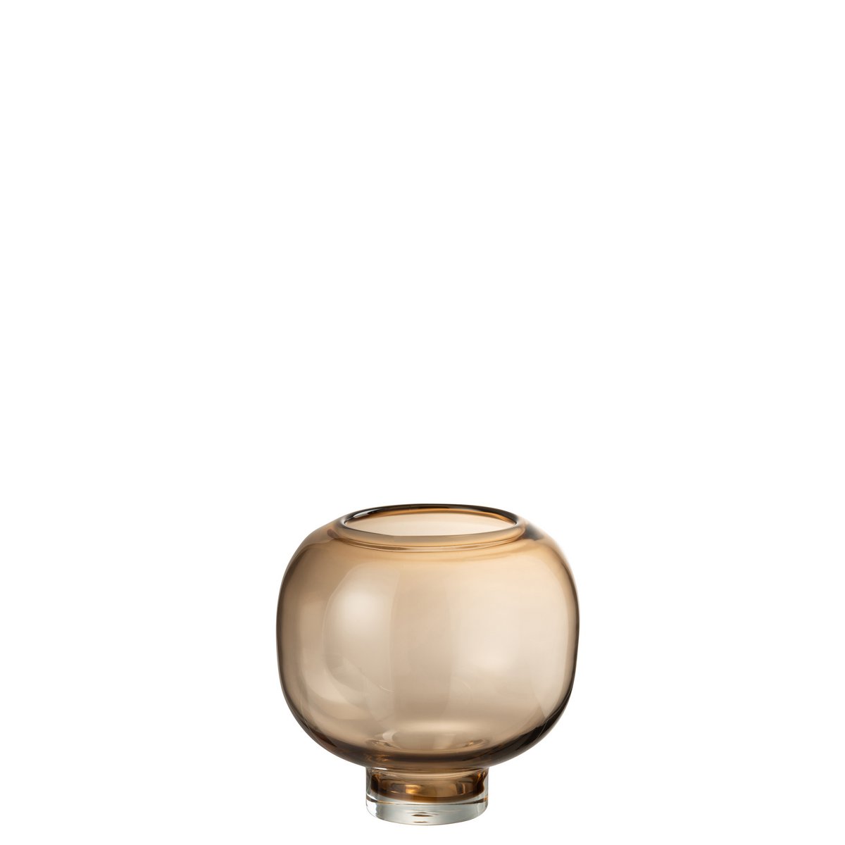 Vase J-Line à pied rond en verre brun clair, vue de face
