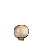 Vase J-Line à pied rond en verre brun clair, vue de face