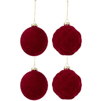 Boule de Noël en velours rouge J-Line, élégante et festive, boîte de 4