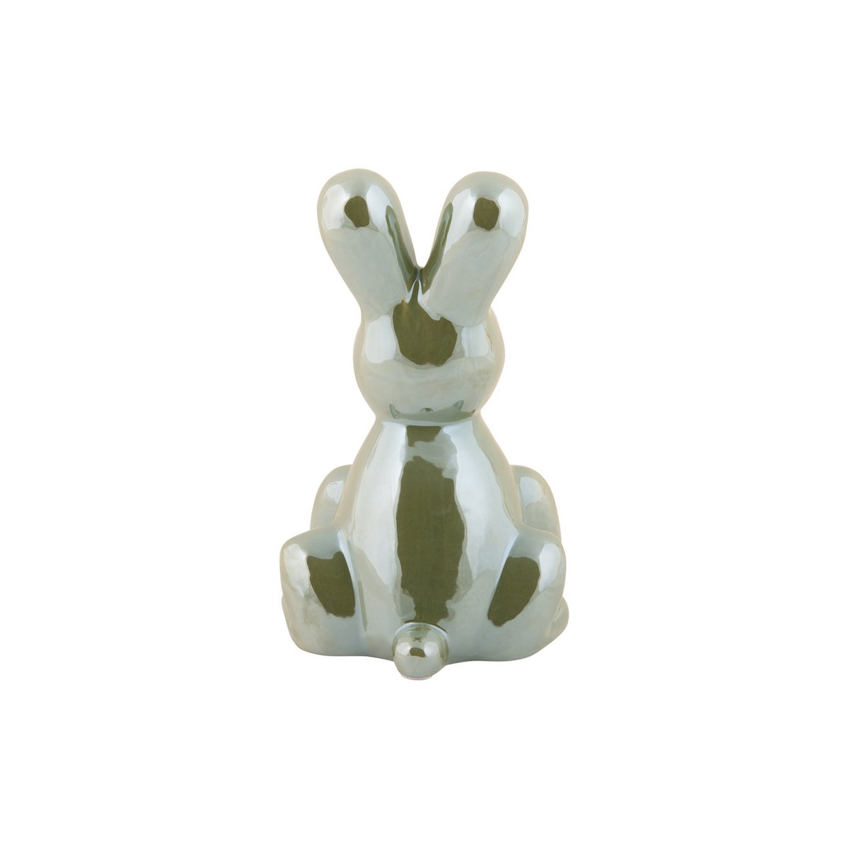 Statue Ballon Lapin en céramique verte, profil droit