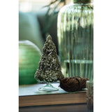 Sapin de Noël J-Line en verre vert, ambiance festive sur une table