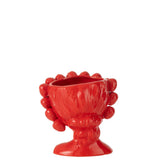 Détail du pot de fleurs J-Line, céramique rouge, ambiance vintage