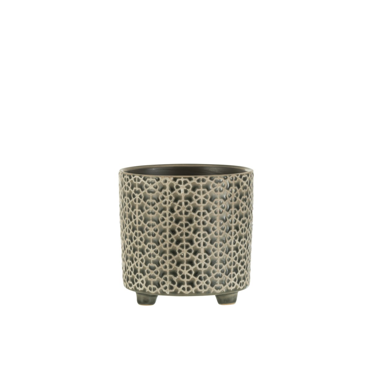 Pot de fleurs J-Line en céramique gris-bleu, détail de la texture
