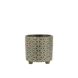 Pot de fleurs J-Line en céramique gris-bleu, détail de la texture