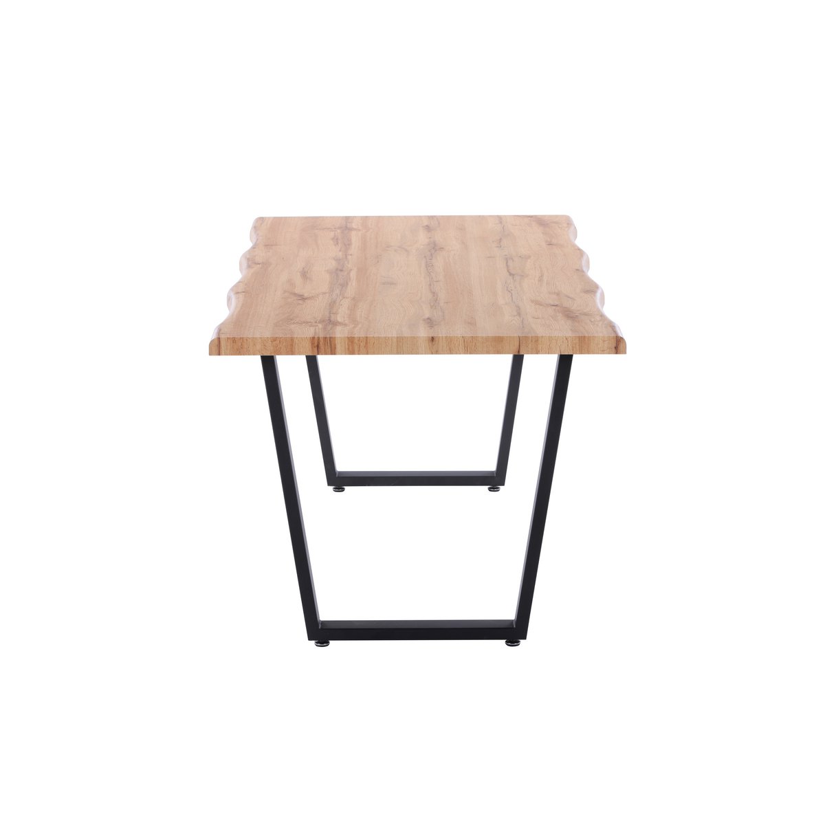 Détail du cadre en métal peint par poudrage de la table à manger