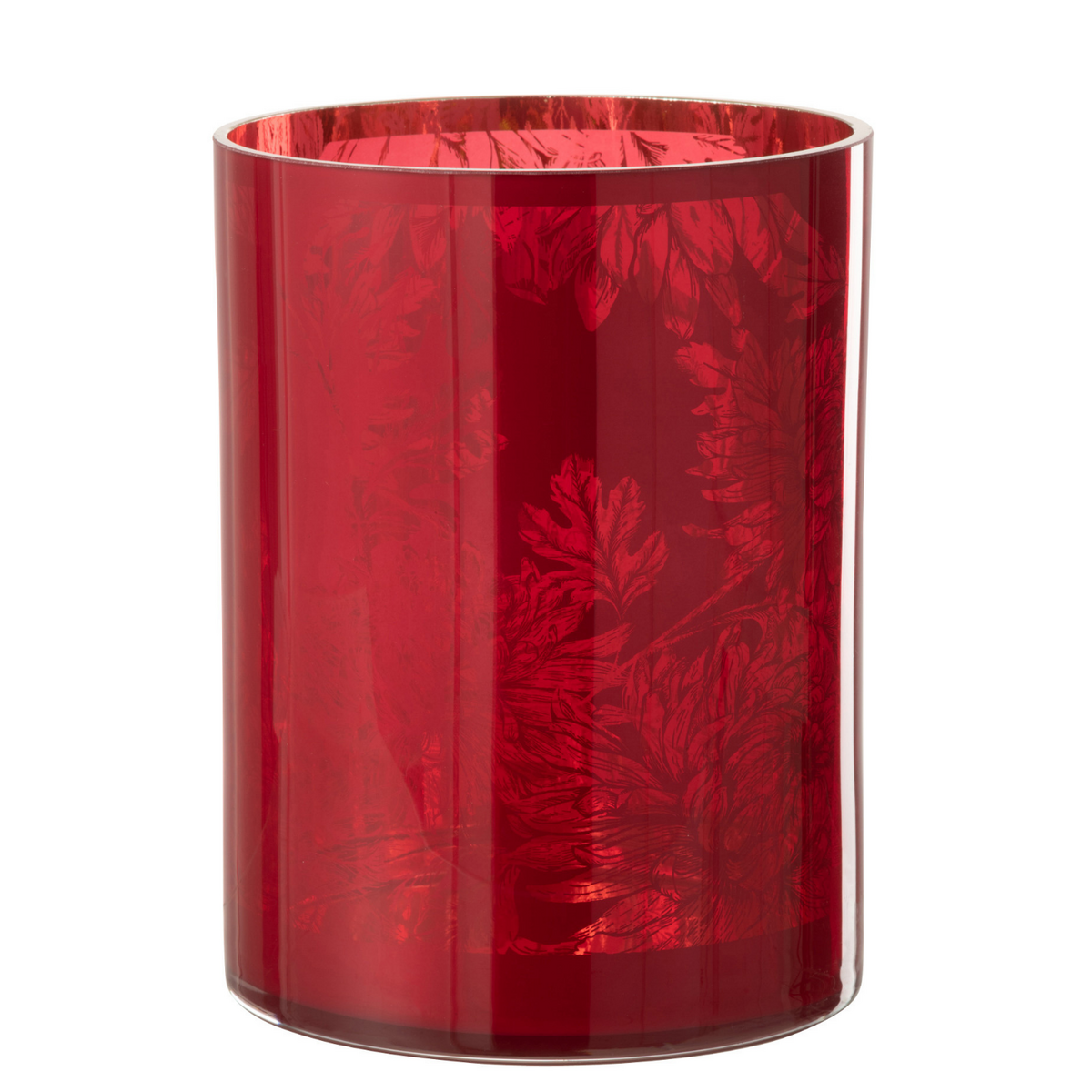 Lanterne J-Line Fleurs en verre rouge, vue avant