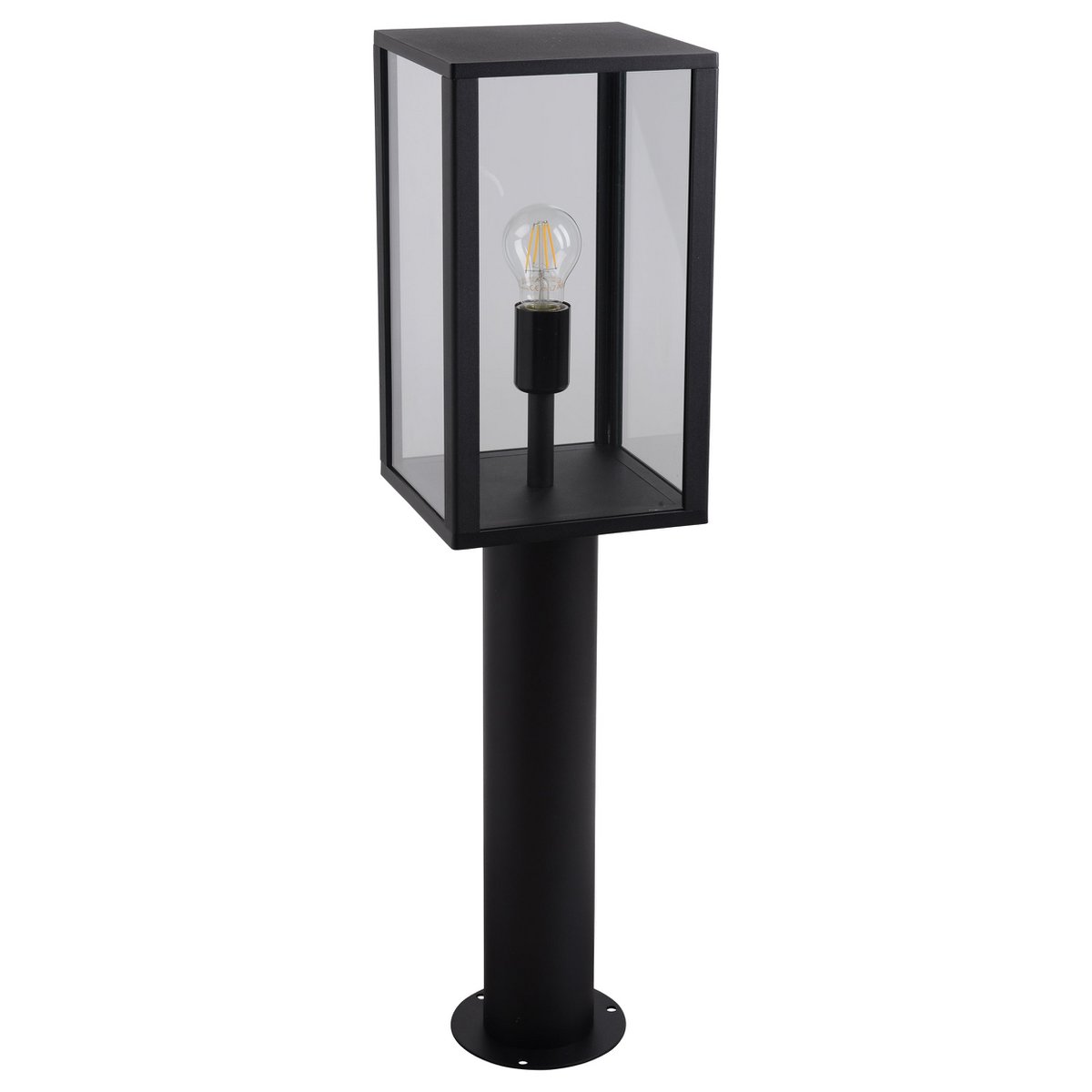 Lampe extérieure Aila en métal noir avec verre transparent, vue de face