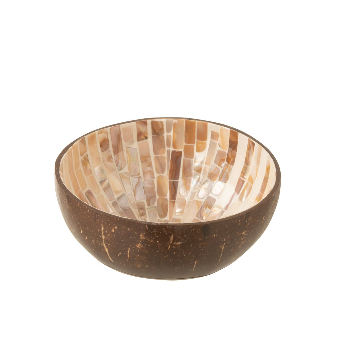 Bol en noix de coco rayé marron de J-Line, vue détaillée du design unique