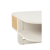 Table Basse Molly J-Line, vue latérale montrant le rotin blanc