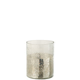Lanterne J-Line Classic Crackle en verre transparent et argent, vue de face