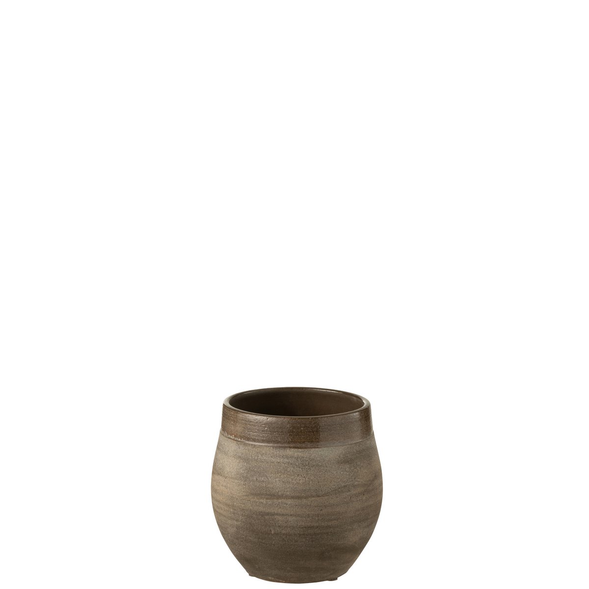 Pot de fleurs Gio en céramique marron de J-Line, vue latérale