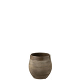 Pot de fleurs Gio en céramique marron de J-Line, vue latérale