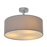 Plafonnage textile "New York", lampe de plafond classique avec des lames de texte en gris, avec une prise E27, une plafonnier de 40 cm de diamètre, adaptée à l'ensemble du salon