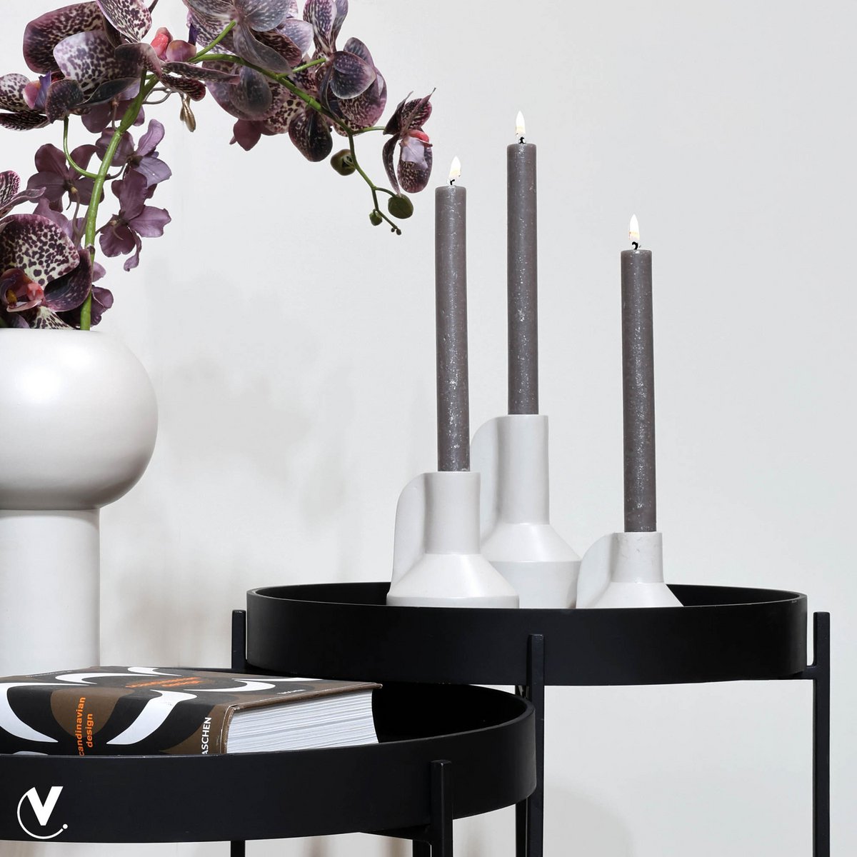 Lot de 3 vases ivoire en acier