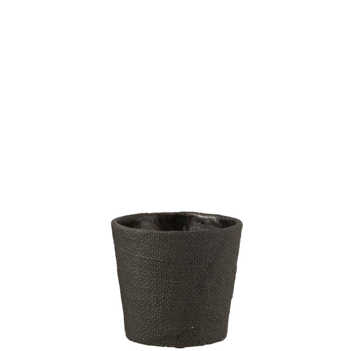 Pot de fleurs J-Line en ciment noir, design industriel élégant, taille moyenne