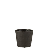 Pot de fleurs J-Line en ciment noir, design industriel élégant, taille moyenne