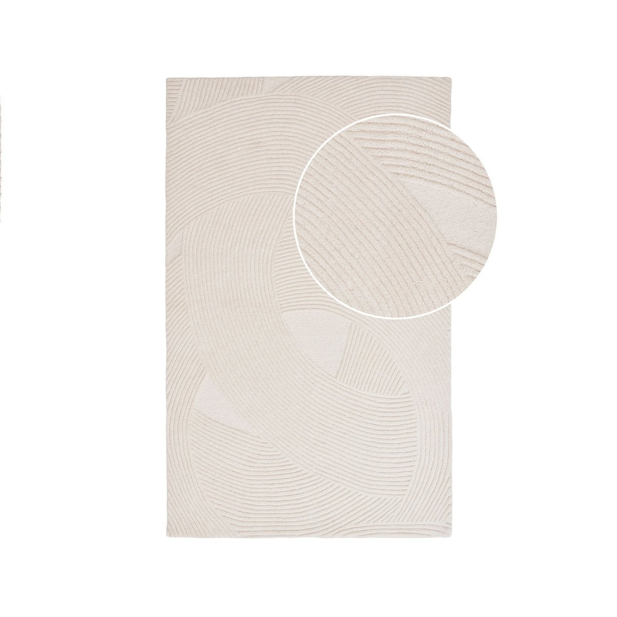 Tapis tufté main ivoire en laine dans un salon scandinave