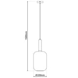 Lampe à 1 pendentif "Fumo", lampe à pendentif en métal et en verre en noir, avec une douille E27, pour salle à manger, salon, couloir ou bureau, lampe suspendue 150 x 22 cm