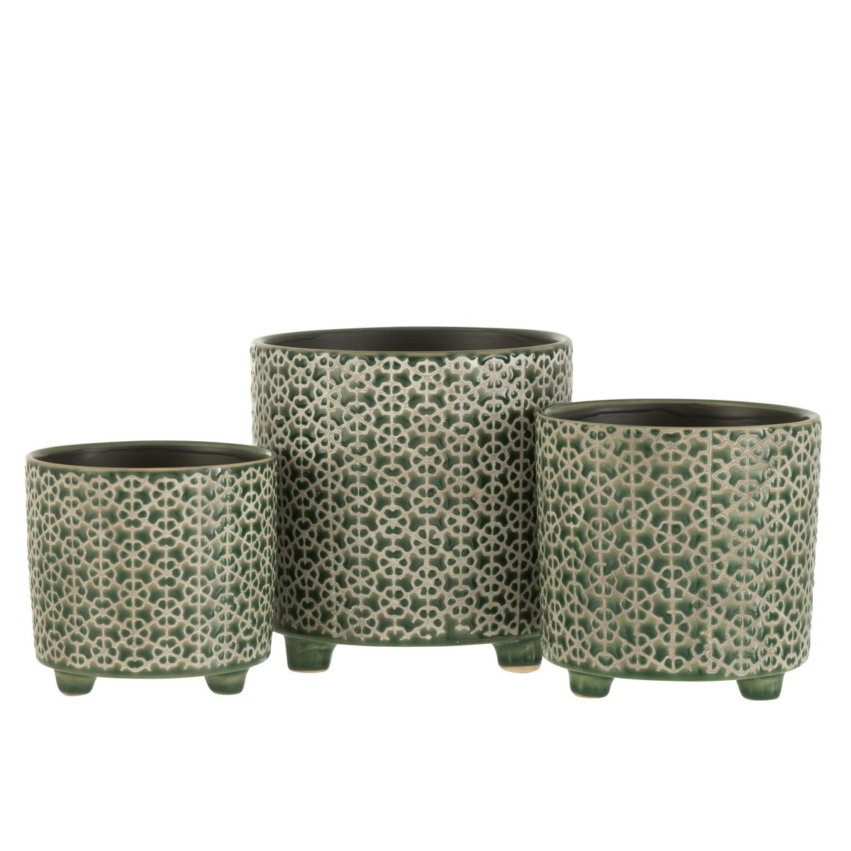 Pot de fleurs J-Line en céramique verte, élégant et moderne.