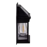 2 Définir la lampe murale solaire "Mira" env. 17 cm de haut, en plastique noir résistant aux intempéries, LED intégrée en blanc chaud, y compris le détecteur de mouvement et le capteur crépusculaire