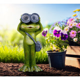 LED SOLAR LUMIÈRE "FROG" debout pour la terrasse et le jardin, en céramique verte, avec des LED fermement construites, lampe de décoration pour 30 cm de haut