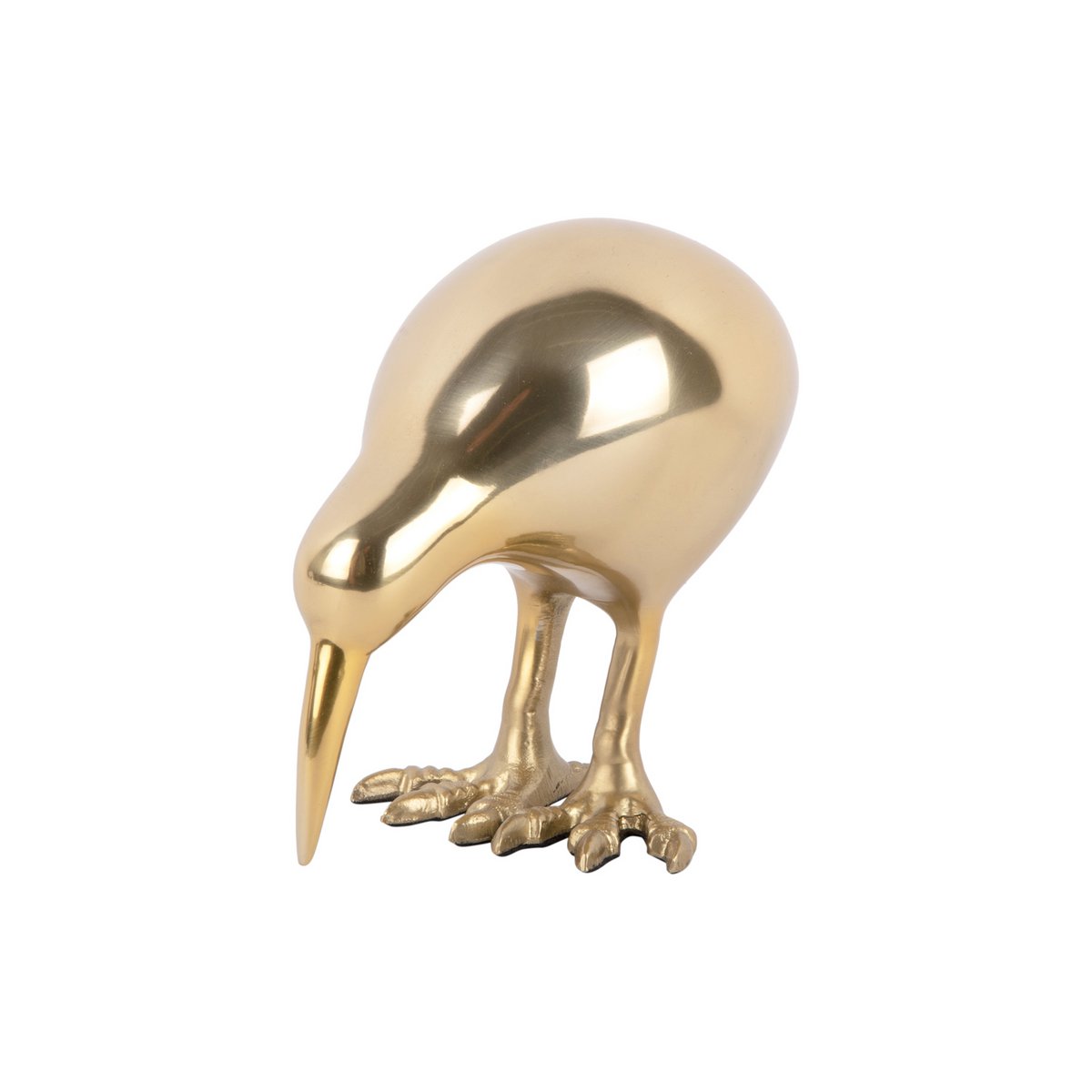 Statue Oiseau Kiwi en métal doré vue de face