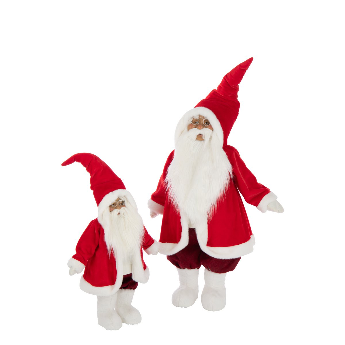 Figurine J-Line Père Noël avec lunettes, polyrésine rouge et blanc