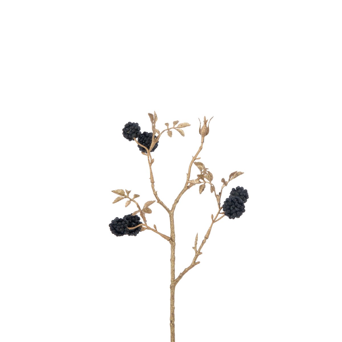 Branche Mûres et Feuilles J-Line en plastique bleu foncé avec détails dorés.