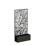 Support à Plantes Sapri Black - Vue de face avec motif de feuilles