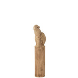 Décoration éléphant en bois naturel sur tronc, style classique