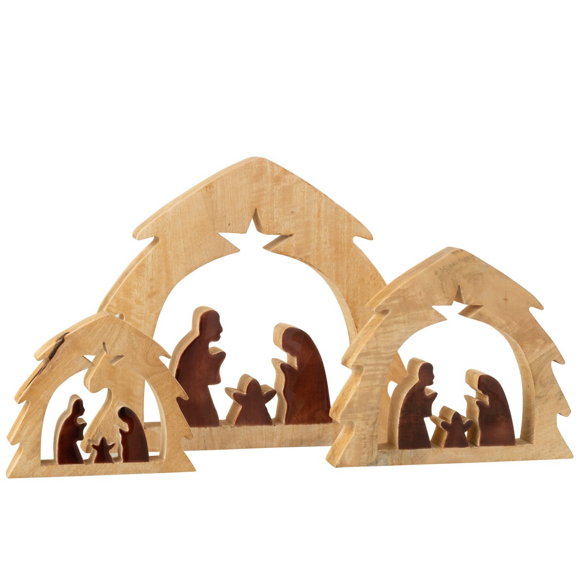 Crèche en bois J-Line - décoration naturelle marron