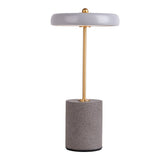 Lampe de table de batterie "seta" gris de 30 cm de haut en métal et en béton, avec une LED fermement construite