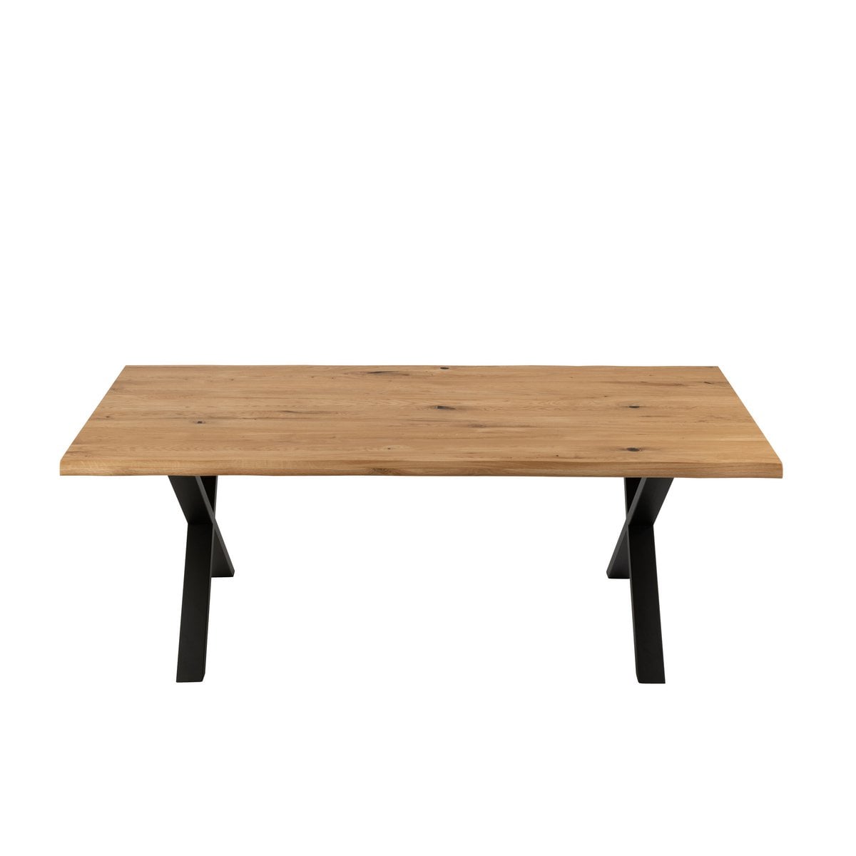 Vue rapprochée des pieds de table J-Line en métal noir